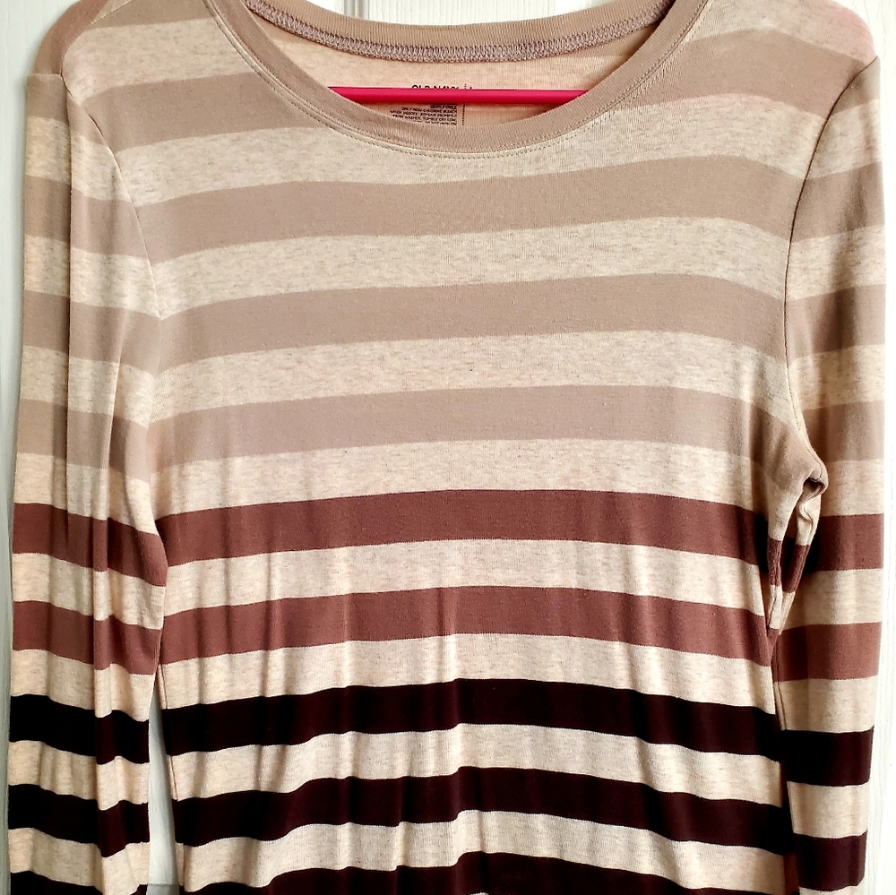 UWOT Old Navy Brown Striped Long Sleeve Top